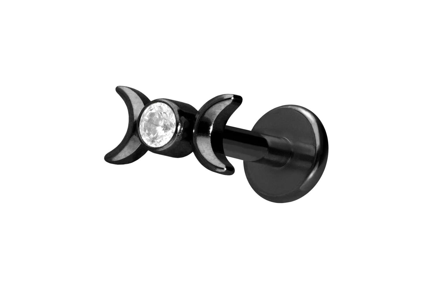 Titan Labret Piercing mit Innengewinde 2 MONDE + KRISTALL